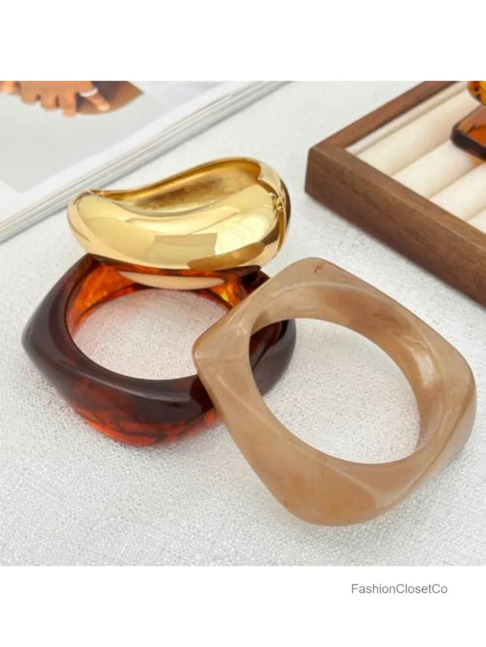 Wide Cuff Acrylic Bangle Bracelet - Statement Mixed Pattern